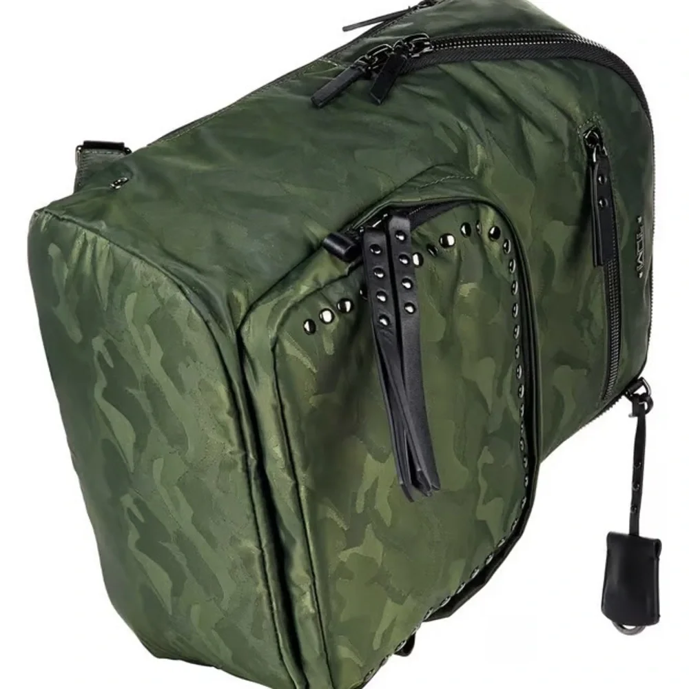 Rare Tumi Voyageur Studded Hagen Backpack in Green/Forest Camo Black Hardware